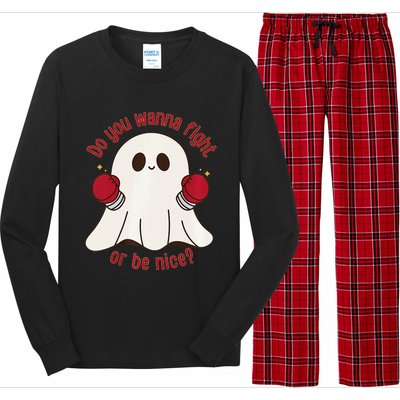 Cute Ghost Do You Wanna Fight Or Be Nice Premium Long Sleeve Pajama Set