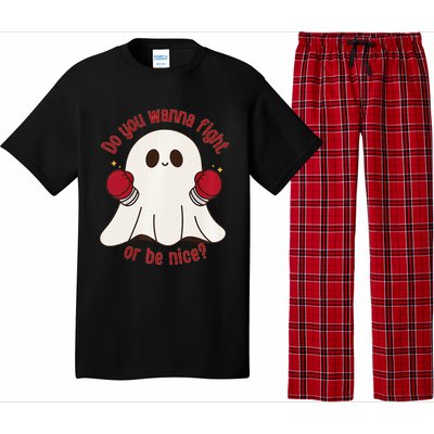 Cute Ghost Do You Wanna Fight Or Be Nice Premium Pajama Set