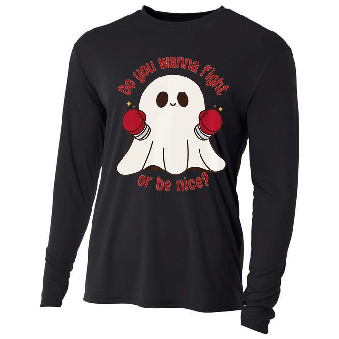 Cute Ghost Do You Wanna Fight Or Be Nice Premium Cooling Performance Long Sleeve Crew