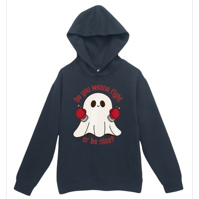 Cute Ghost Do You Wanna Fight Or Be Nice Premium Urban Pullover Hoodie