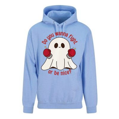 Cute Ghost Do You Wanna Fight Or Be Nice Premium Unisex Surf Hoodie