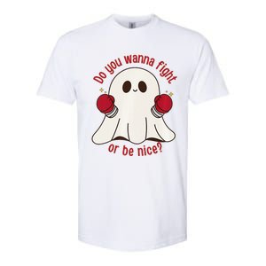 Cute Ghost Do You Wanna Fight Or Be Nice Premium Softstyle CVC T-Shirt