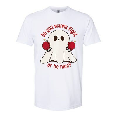 Cute Ghost Do You Wanna Fight Or Be Nice Premium Softstyle CVC T-Shirt