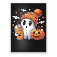 Cute Ghost Drinking Coffee Halloween Ghost Ice Coffee Poster