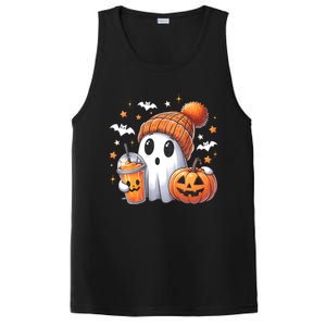 Cute Ghost Drinking Coffee Halloween Ghost Ice Coffee PosiCharge Competitor Tank