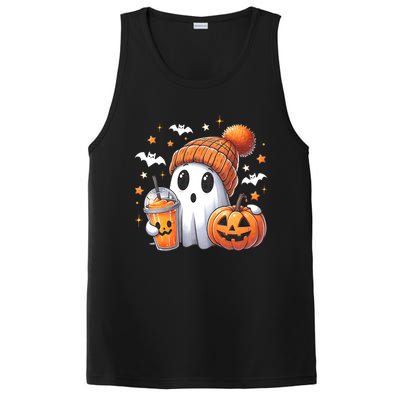 Cute Ghost Drinking Coffee Halloween Ghost Ice Coffee PosiCharge Competitor Tank