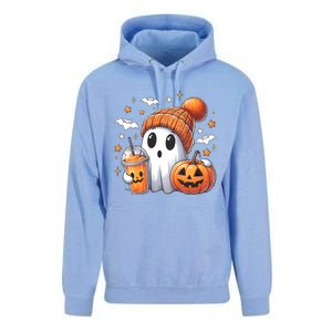 Cute Ghost Drinking Coffee Halloween Ghost Ice Coffee Unisex Surf Hoodie