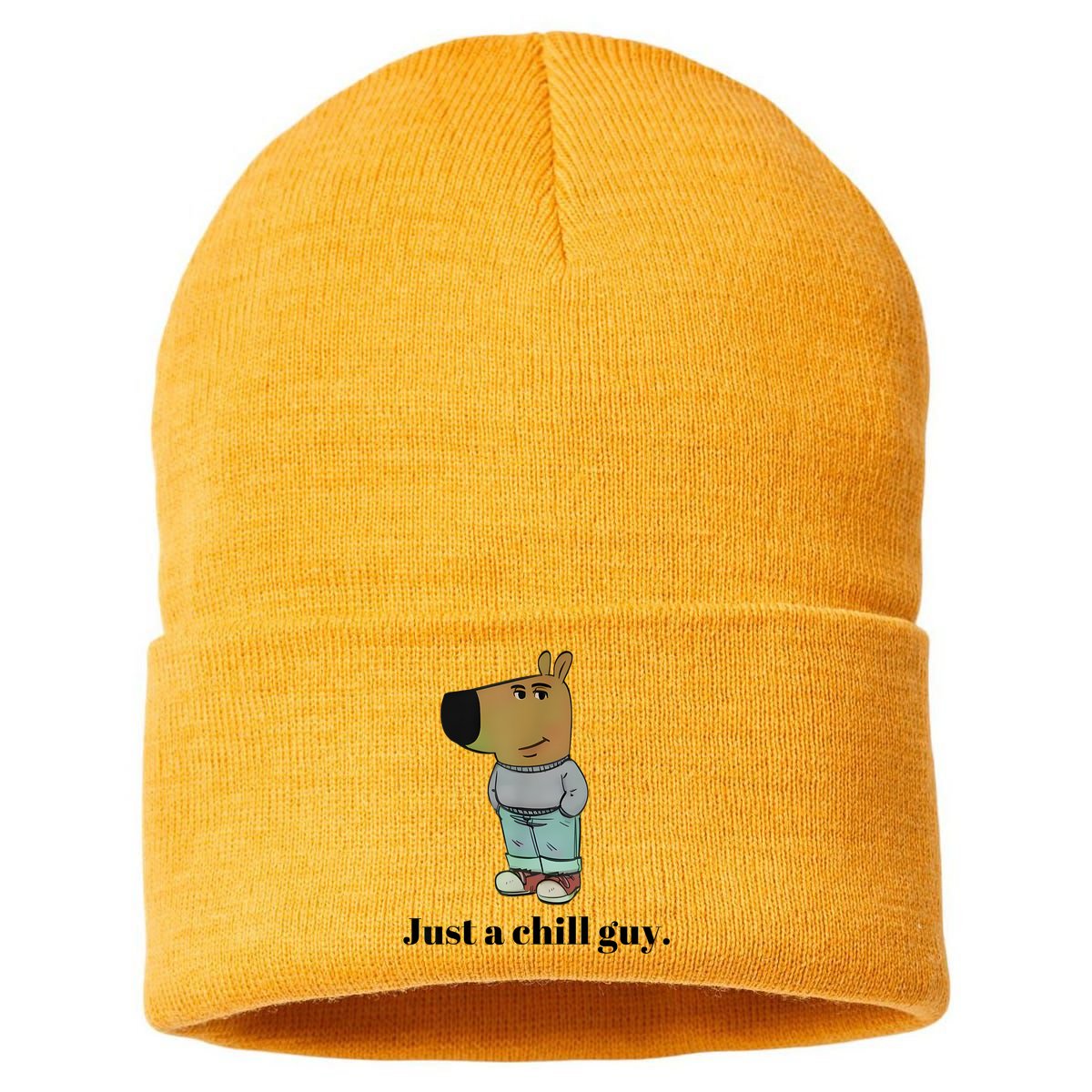 Chill Guy Dog Meme Funny Chill Guy Meme Sustainable Knit Beanie