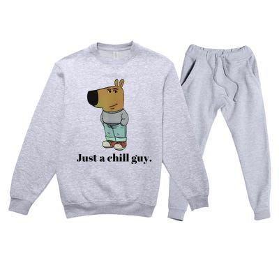 Chill Guy Dog Meme Funny Chill Guy Meme Premium Crewneck Sweatsuit Set