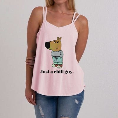 Chill Guy Dog Meme Funny Chill Guy Meme Women's Strappy Tank