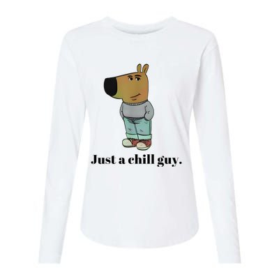 Chill Guy Dog Meme Funny Chill Guy Meme Womens Cotton Relaxed Long Sleeve T-Shirt