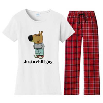 Chill Guy Dog Meme Funny Chill Guy Meme Women's Flannel Pajama Set