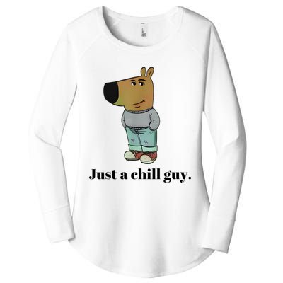 Chill Guy Dog Meme Funny Chill Guy Meme Women's Perfect Tri Tunic Long Sleeve Shirt