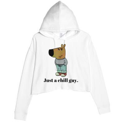 Chill Guy Dog Meme Funny Chill Guy Meme Crop Fleece Hoodie