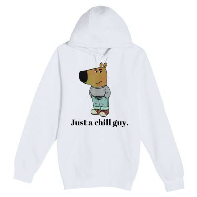 Chill Guy Dog Meme Funny Chill Guy Meme Premium Pullover Hoodie