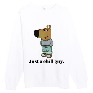 Chill Guy Dog Meme Funny Chill Guy Meme Premium Crewneck Sweatshirt