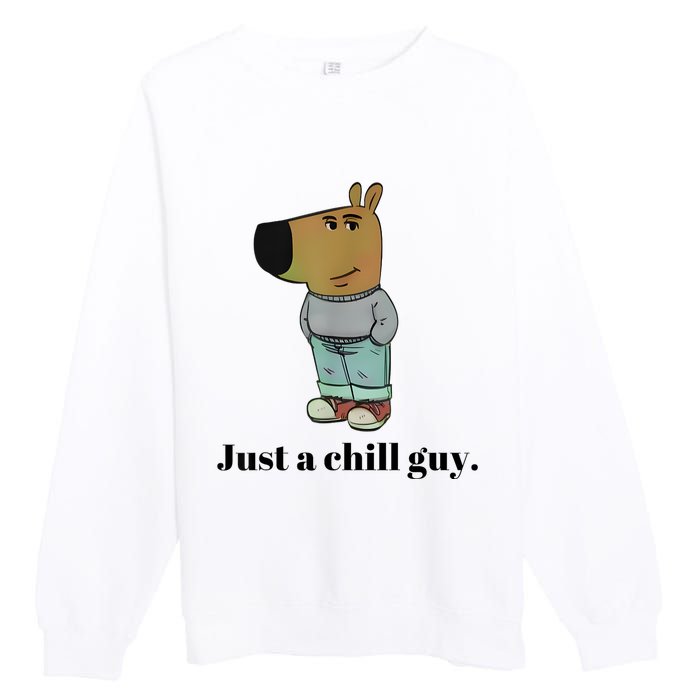 Chill Guy Dog Meme Funny Chill Guy Meme Premium Crewneck Sweatshirt