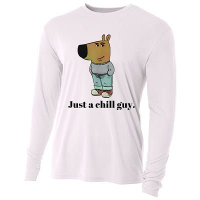 Chill Guy Dog Meme Funny Chill Guy Meme Cooling Performance Long Sleeve Crew