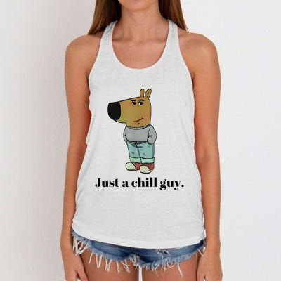 Chill Guy Dog Meme Funny Chill Guy Meme Women's Knotted Racerback Tank