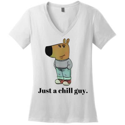 Chill Guy Dog Meme Funny Chill Guy Meme Women's V-Neck T-Shirt