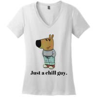 Chill Guy Dog Meme Funny Chill Guy Meme Women's V-Neck T-Shirt