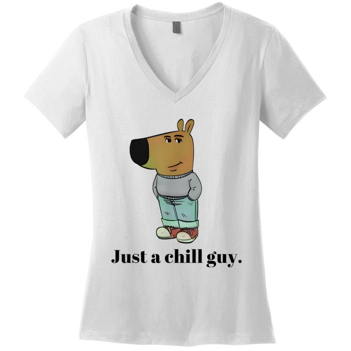 Chill Guy Dog Meme Funny Chill Guy Meme Women's V-Neck T-Shirt