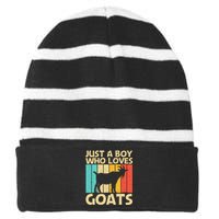 Cool Goat Design For Goat Farmer Farming Lovers Striped Beanie with Solid Band