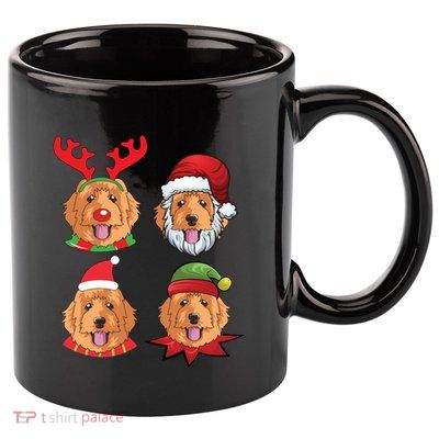 Cute Golden Doodle Christmas Cute Gift Santa Dog Gift 11oz C Handle Ceramic Mug