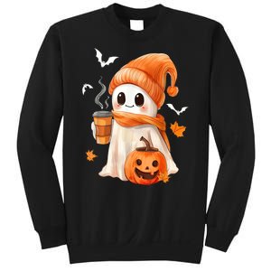 Cute Ghost Drinking Coffee Halloween Ghost Ice Coffee Gift Sweatshirt