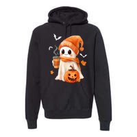 Cute Ghost Drinking Coffee Halloween Ghost Ice Coffee Gift Premium Hoodie