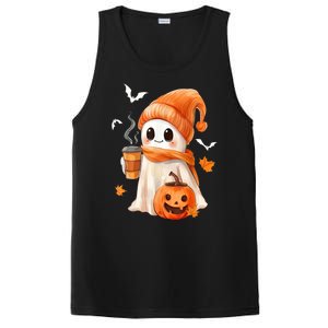 Cute Ghost Drinking Coffee Halloween Ghost Ice Coffee Gift PosiCharge Competitor Tank