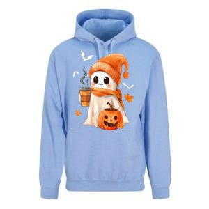 Cute Ghost Drinking Coffee Halloween Ghost Ice Coffee Gift Unisex Surf Hoodie