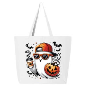 Cute Ghost Drinking Coffee Halloween Boy Ghost Ice Coffee 25L Jumbo Tote