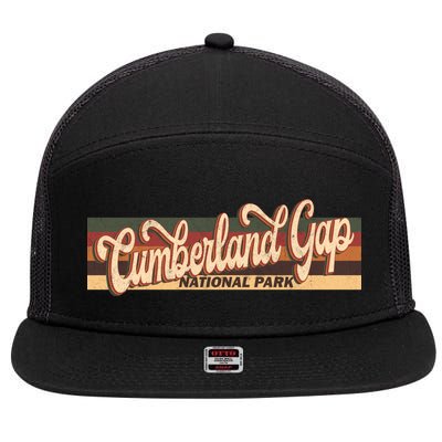 Cumberland Gap Derby Kentucky Us Beach Vintage Retro 70s 80s Gift 7 Panel Mesh Trucker Snapback Hat