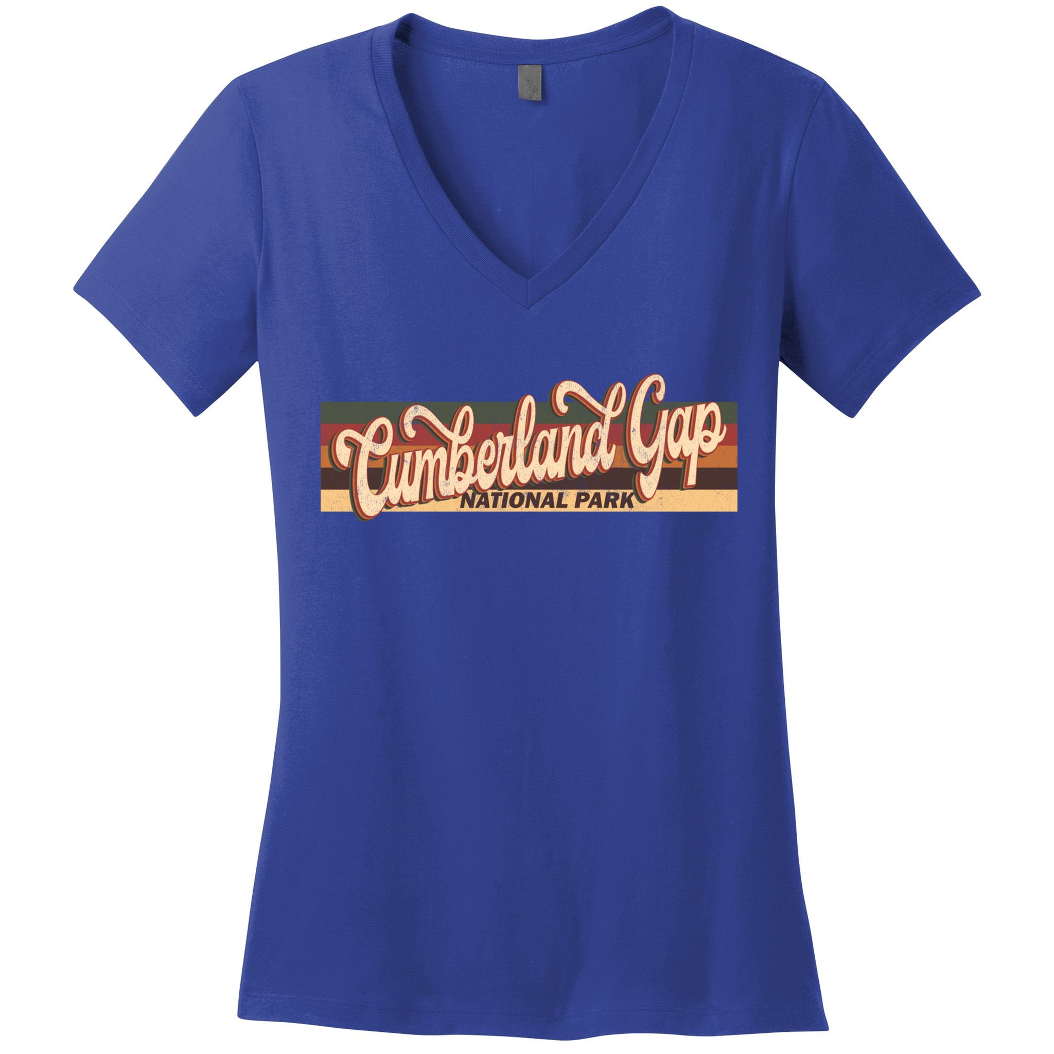 Cumberland Gap Derby Kentucky Us Beach Vintage Retro 70s 80s Gift Women's V-Neck T-Shirt