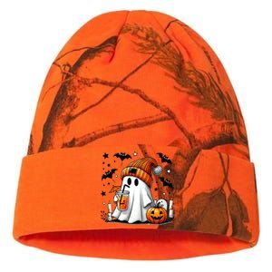 Cute Ghost Drinking Coffee Halloween Ghost Coffee Kati Licensed 12" Camo Beanie