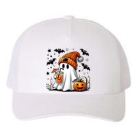 Cute Ghost Drinking Coffee Halloween Ghost Coffee Yupoong Adult 5-Panel Trucker Hat