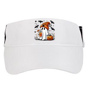 Cute Ghost Drinking Coffee Halloween Ghost Coffee Adult Drive Performance Visor