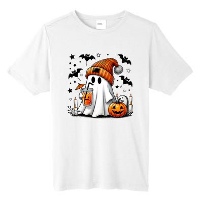 Cute Ghost Drinking Coffee Halloween Ghost Coffee Tall Fusion ChromaSoft Performance T-Shirt