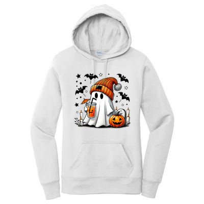 Cute Ghost Drinking Coffee Halloween Ghost Coffee Women's Pullover Hoodie