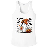 Cute Ghost Drinking Coffee Halloween Ghost Coffee Ladies PosiCharge Competitor Racerback Tank