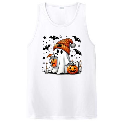 Cute Ghost Drinking Coffee Halloween Ghost Coffee PosiCharge Competitor Tank