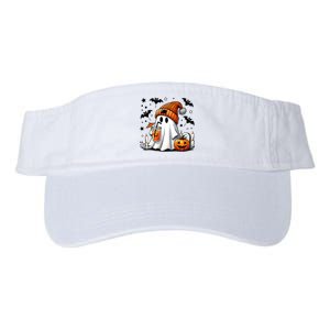 Cute Ghost Drinking Coffee Halloween Ghost Coffee Valucap Bio-Washed Visor