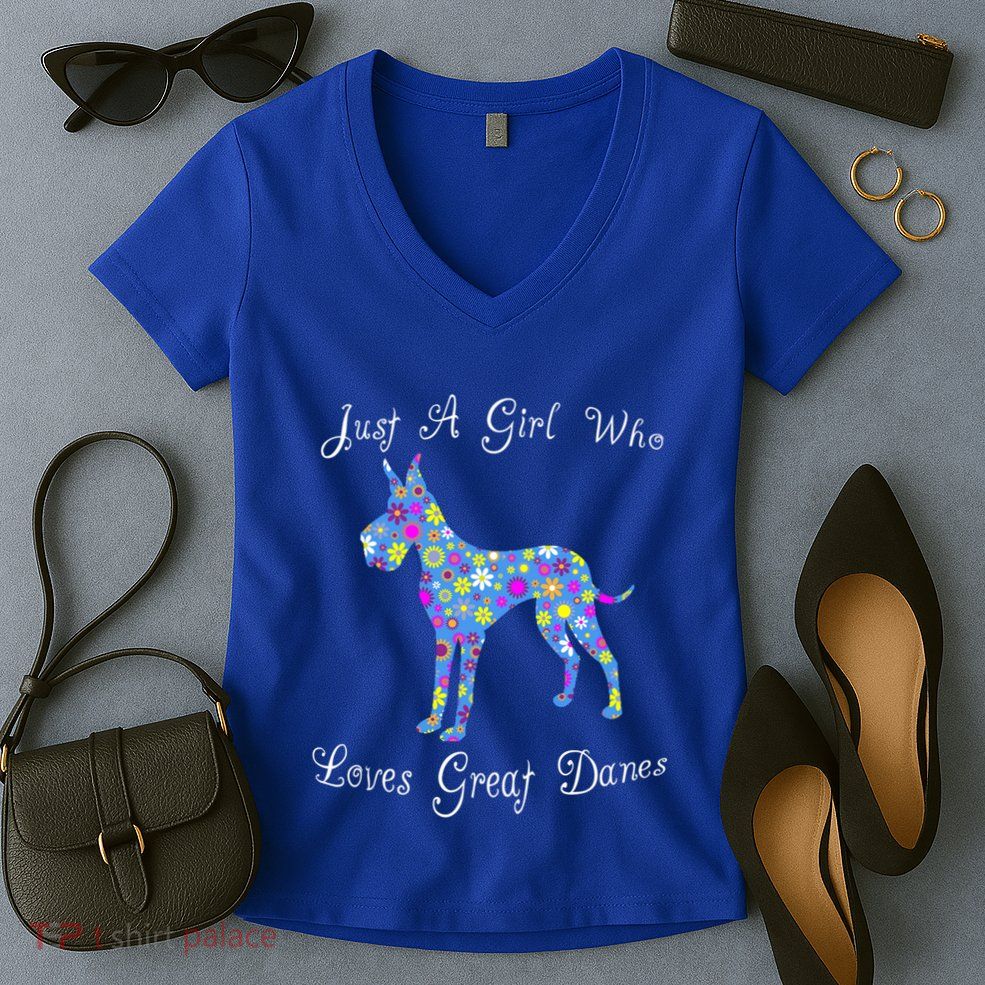 Cute Great Dane Dog Lover Inspired Sayings Funny Gift Gift Women's V-Neck T-Shirt