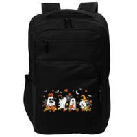 Cute Ghost Drinking Coffee Halloween Fall Ghost Book Reading Impact Tech Backpack