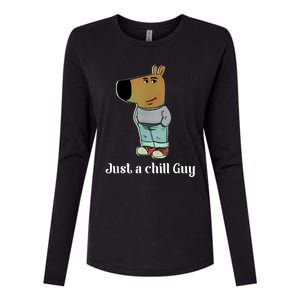 Chill Guy Dog Funny Chill Guy Meme Womens Cotton Relaxed Long Sleeve T-Shirt