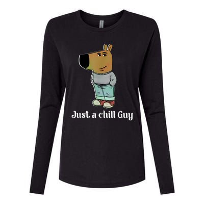 Chill Guy Dog Funny Chill Guy Meme Womens Cotton Relaxed Long Sleeve T-Shirt