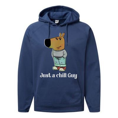 Chill Guy Dog Funny Chill Guy Meme Performance Fleece Hoodie