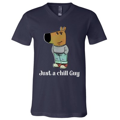 Chill Guy Dog Funny Chill Guy Meme V-Neck T-Shirt