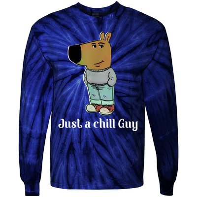 Chill Guy Dog Funny Chill Guy Meme Tie-Dye Long Sleeve Shirt